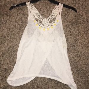 White tank top with criss cross lace back